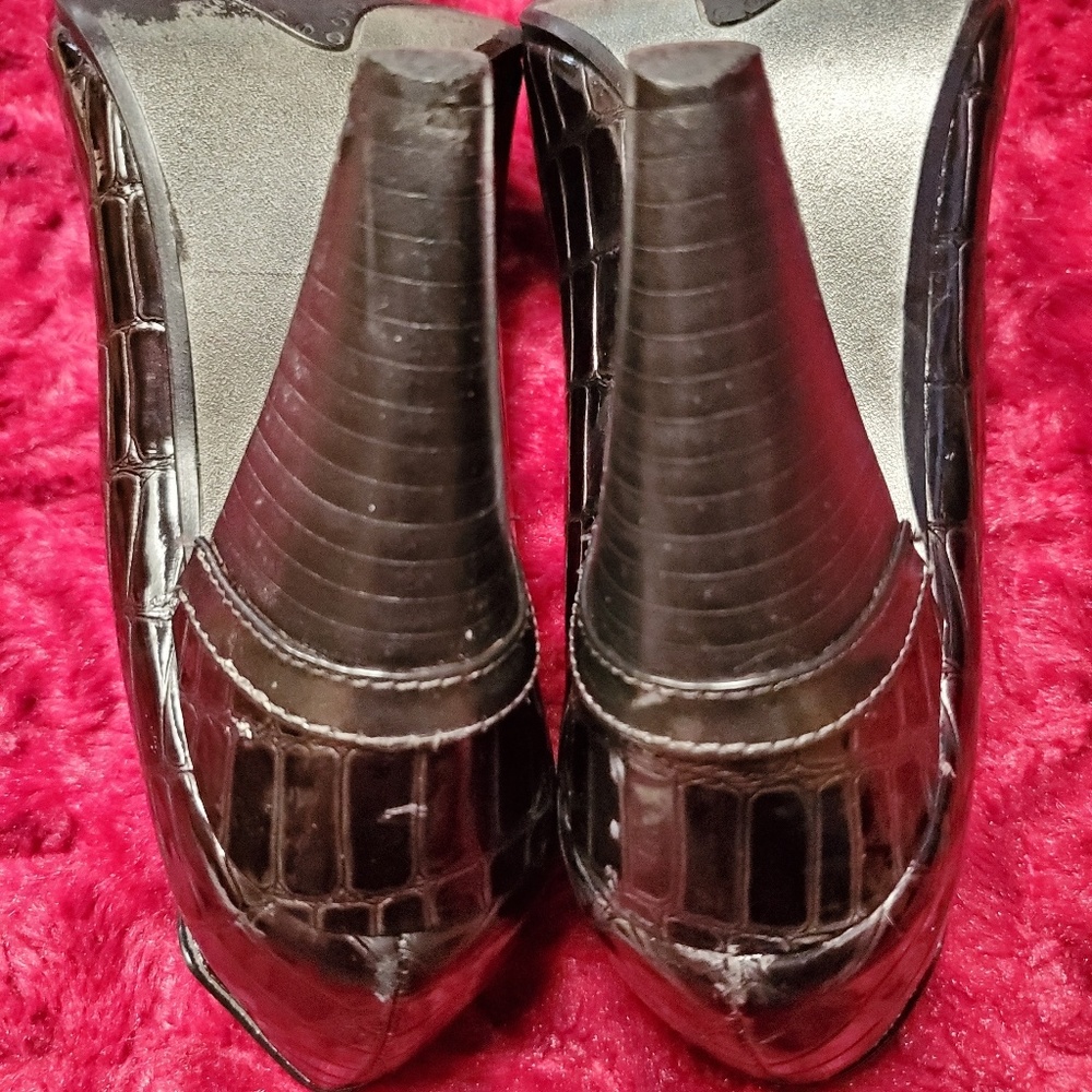 NAUGHTY MONKEY BLACK MOC CROC SHINY BUCKLE PUMPS - Picture 5 of 8
